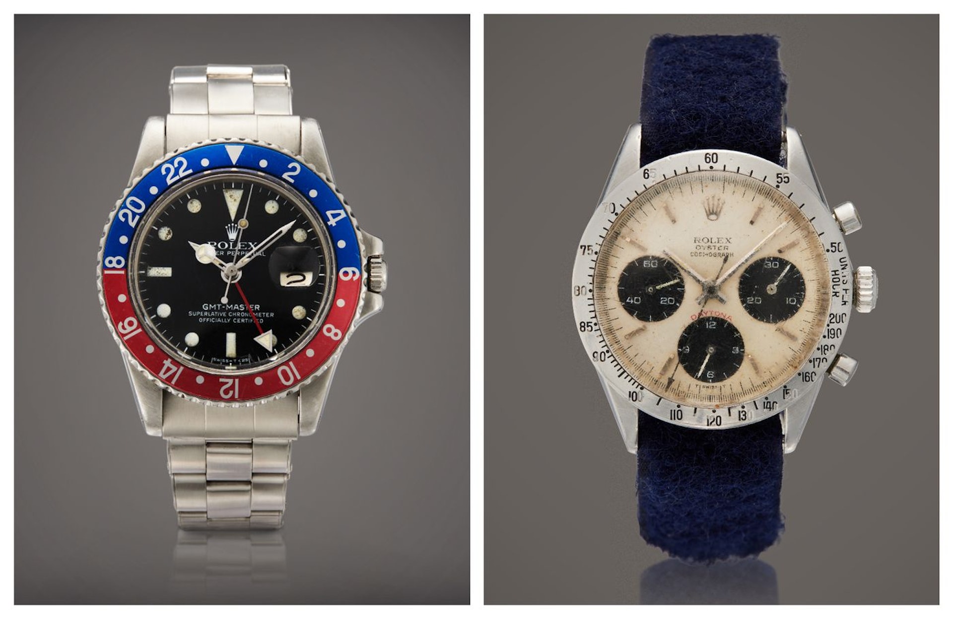 GMT-Master「Pepsi」及Daytona Reference 6262（图片来源：Sotheby's）