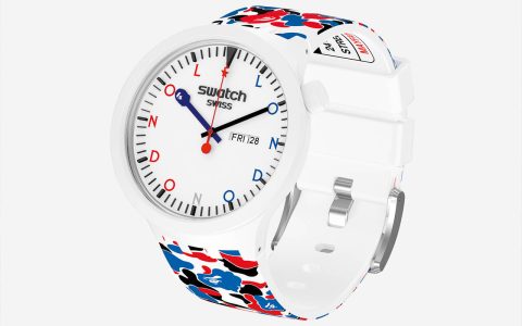 斯沃琪 X Bape Conduit Street白色迷彩时尚手表