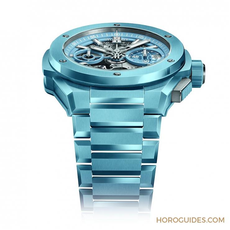 HUBLOT - 穿出正装清爽感HUBLOT Big Bang Integrated彩色陶瓷链带计时码表