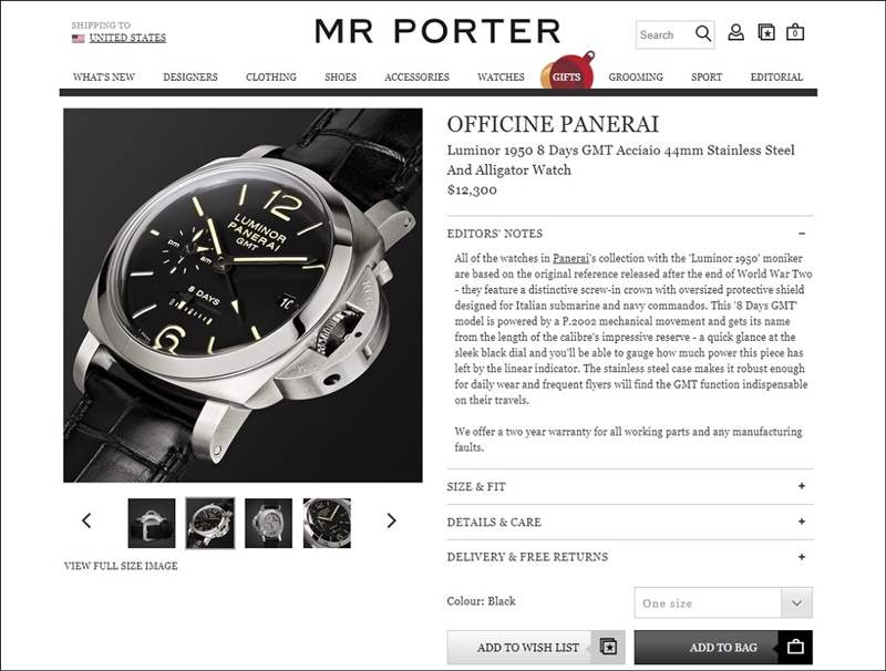随着在线男士百货增加更多品牌，波特先生为手表销售设定标准