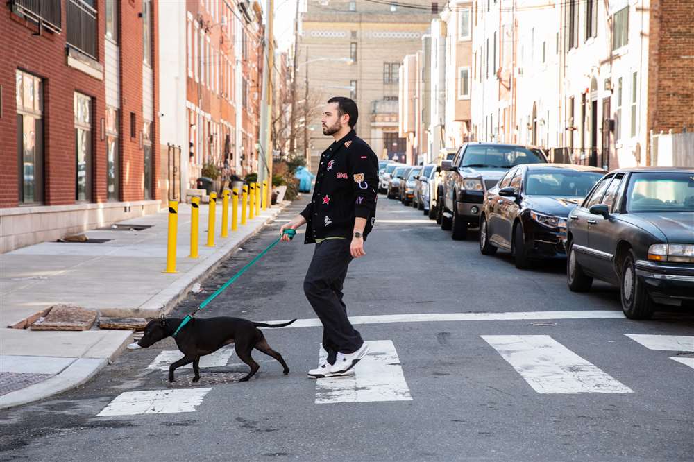 一个人和一条狗过马路