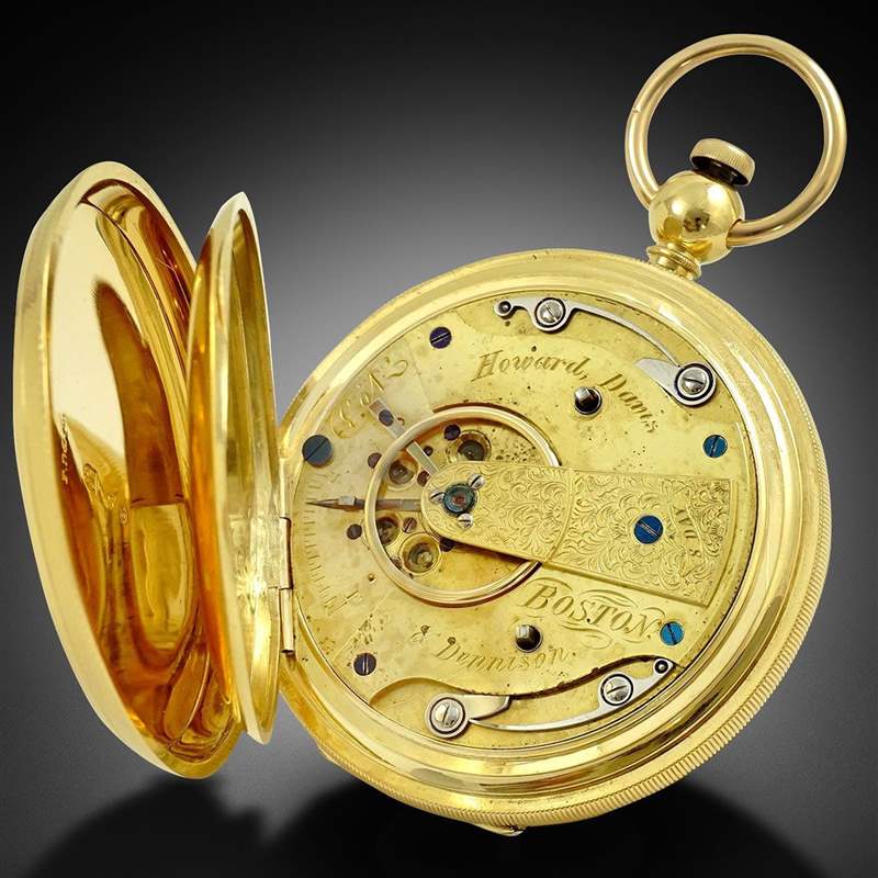 早期美国怀表，Howard, Dennison & Davis，1852 年。摆轮是未切割的黄铜。