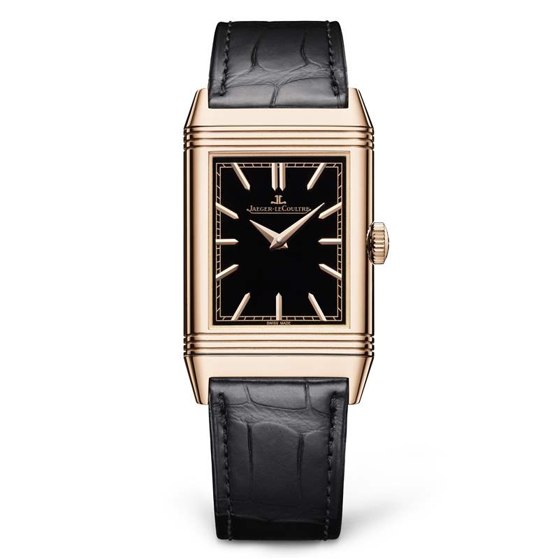 Jaeger-LeCoultre Reverso Tribute Enamel“Tiger”腕表配有优雅的黑色珐琅表盘。