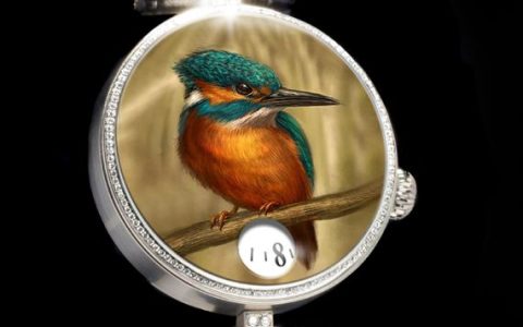瑞士Angular Momentum角动量皇冠自然宝石手表：三只凤头鹦鹉鸟表盘