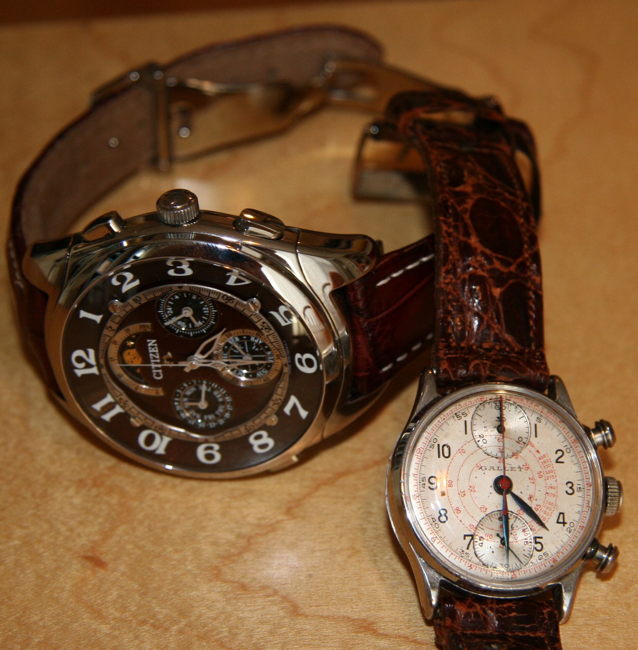 盘点1940年代的Gallet复古机械多功能计时手表