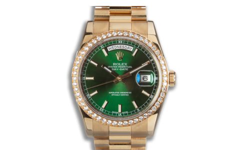 劳力士Day-Date ref. 118348带绿色表盘和钻石表圈