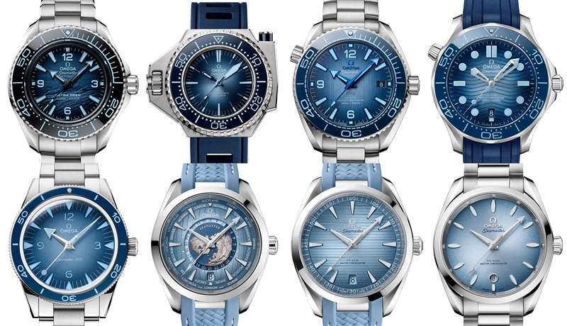 『新表』欧米茄推出8枚Seamaster 75th Anniversary Summer Blue海马系列75周年腕表：蓝色的变幻