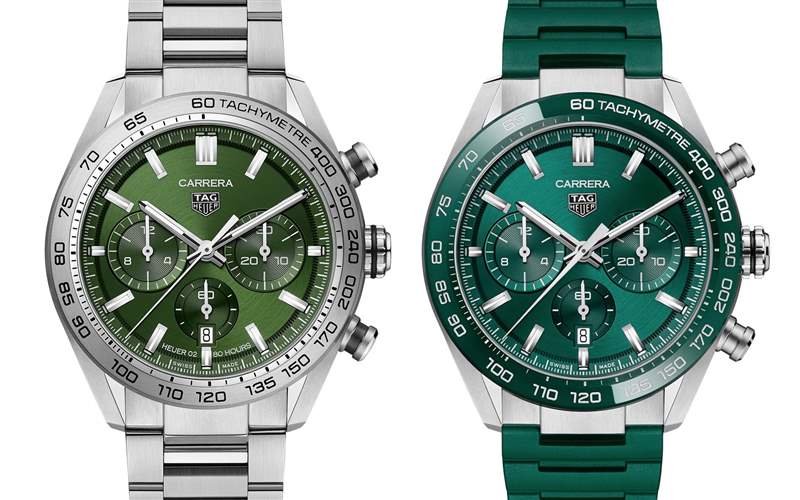 泰格豪雅推出Carrera Chronograph 44mm Green计时码表：新绿色盘+陶瓷表圈