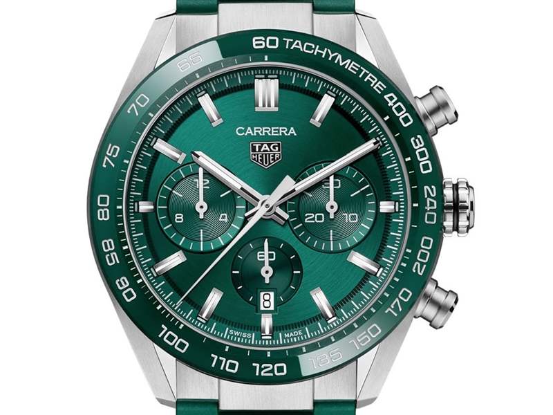 泰格豪雅推出Carrera Chronograph 44mm Green计时码表：新绿色盘+陶瓷表圈