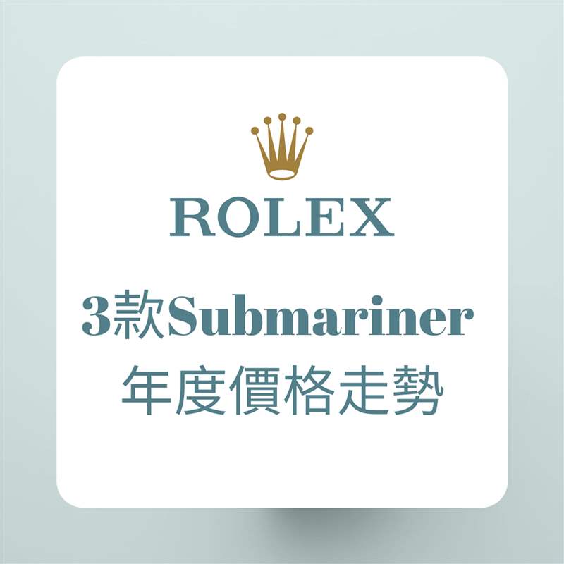 ROLEX 3款Submariner 年度价格走势（ROLEX；01制图）