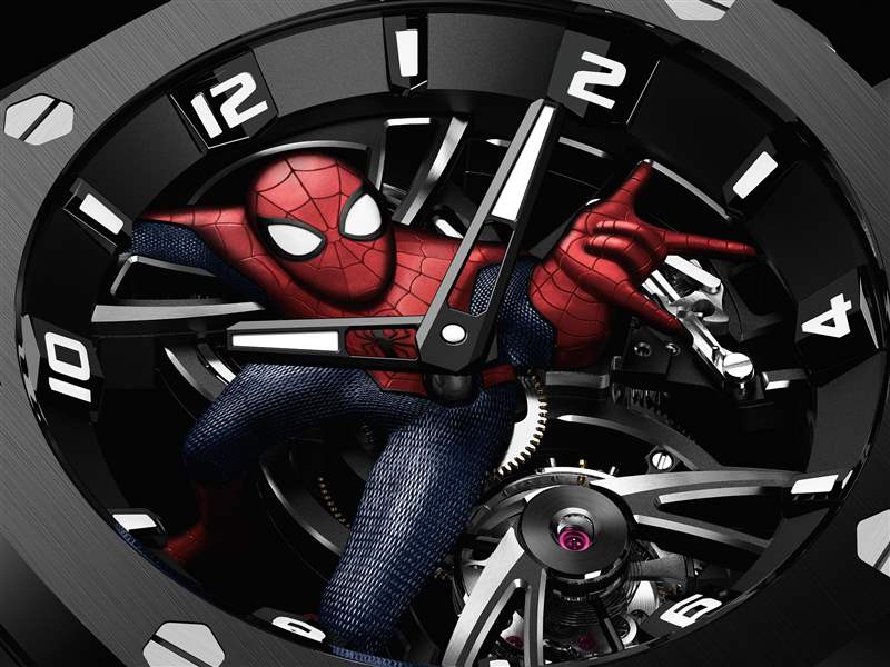 爱彼推出Royal Oak Concept Tourbillon Spider-Man蜘蛛侠主题镂空陀飞轮腕表