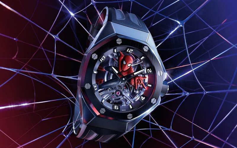 爱彼推出Royal Oak Concept Tourbillon Spider-Man蜘蛛侠主题镂空陀飞轮腕表