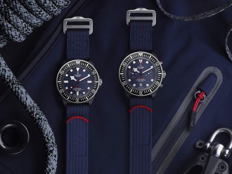 『新表』帝舵推出Pelagos FXD Alinghi Red Bull Racing Edition大三针腕表和计时码表：碳复合材料表壳，蓝白灰帆船色