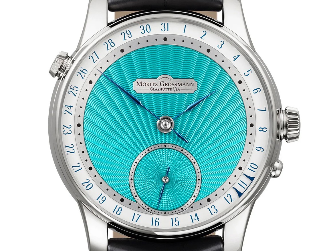 Moritz Grossmann推出Date Turquoise小三针日历腕表：绿松石色玑镂纹表盘